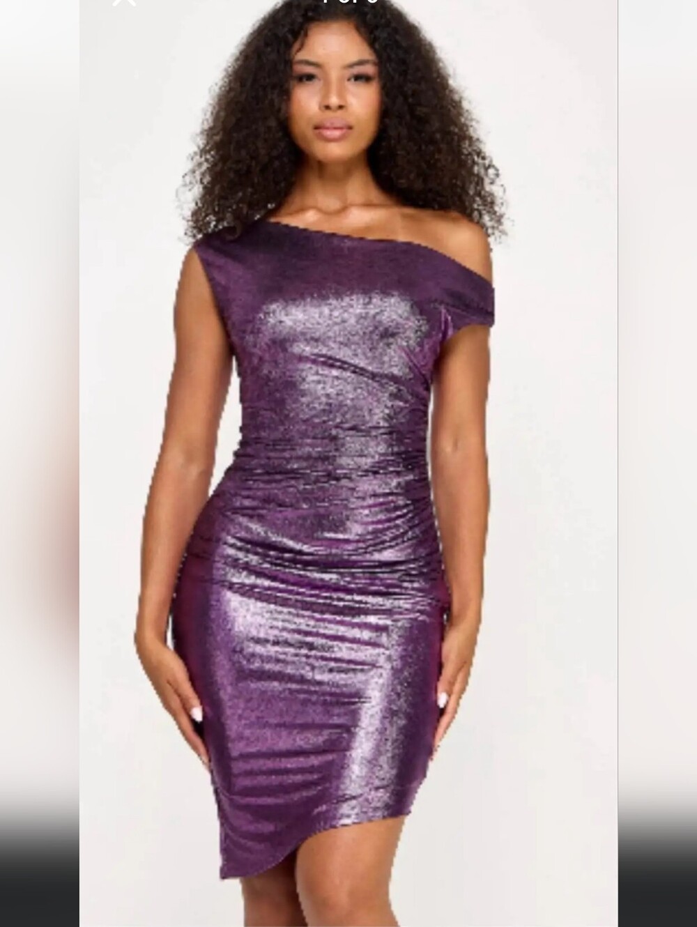 City Studio Slim Blue Dress In Color Grape. Metallic